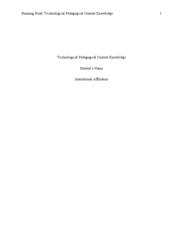 Technological Pedagogical Content Knowledge | PDF | Educational