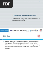 Strategic Management: LO1 Be Able To Analyse Key External Influences On An Organisation's Strategy