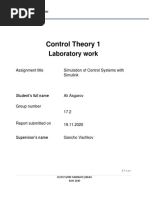 Control Theory 1: Laboratory Work