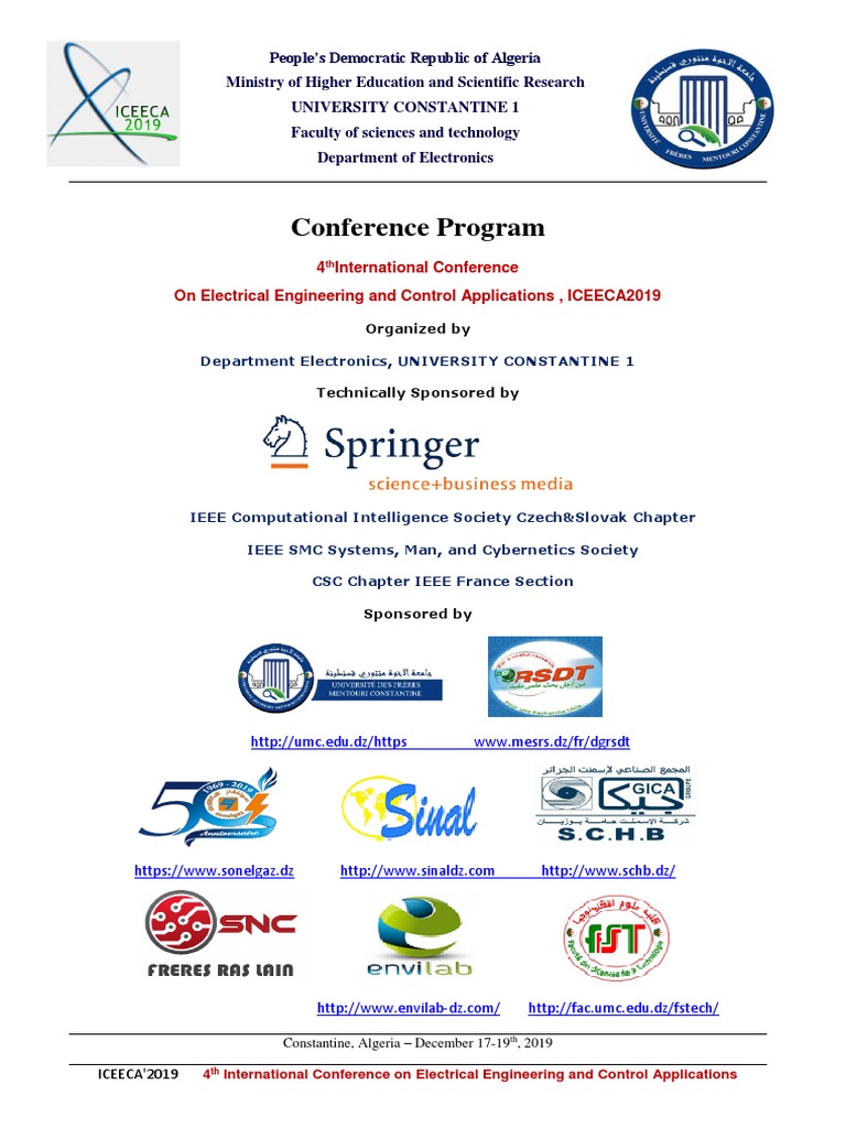 Conference Program 4 International Conference On Electrical Engineering and Control