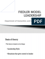 Fiedler Model Leadership: Rohit Rana Department of Humanities and Management