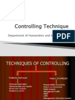 Controlling Technique: Rohit Rana Department of Humanities and Management