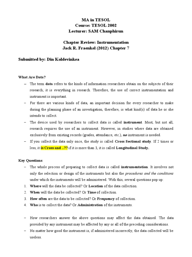 Instrumentation how to design and evaluate research in education