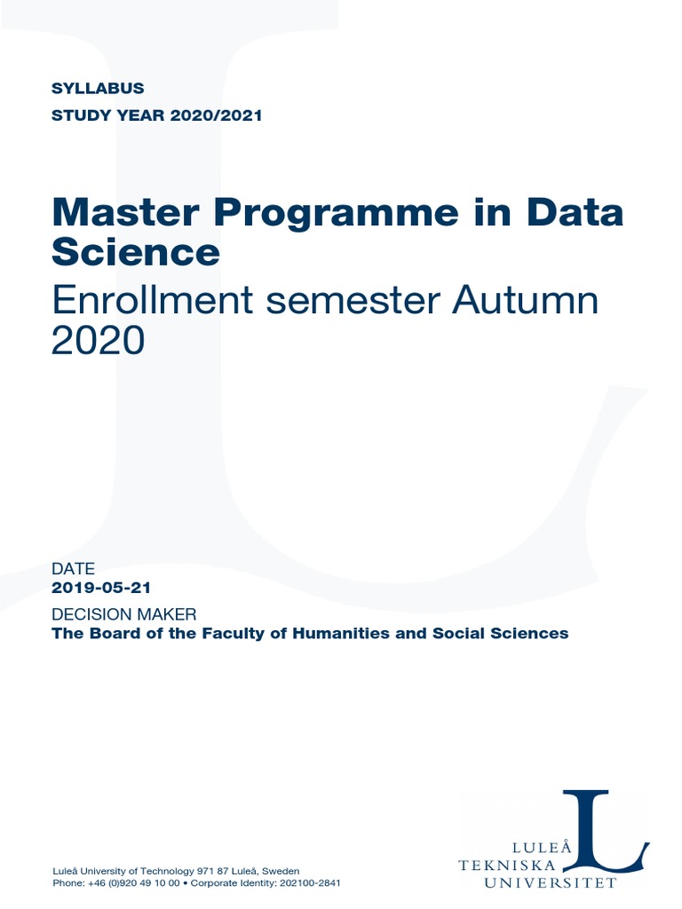 Master's in Data Science Syllabus | PDF | Academic Degree | Master's Degree
