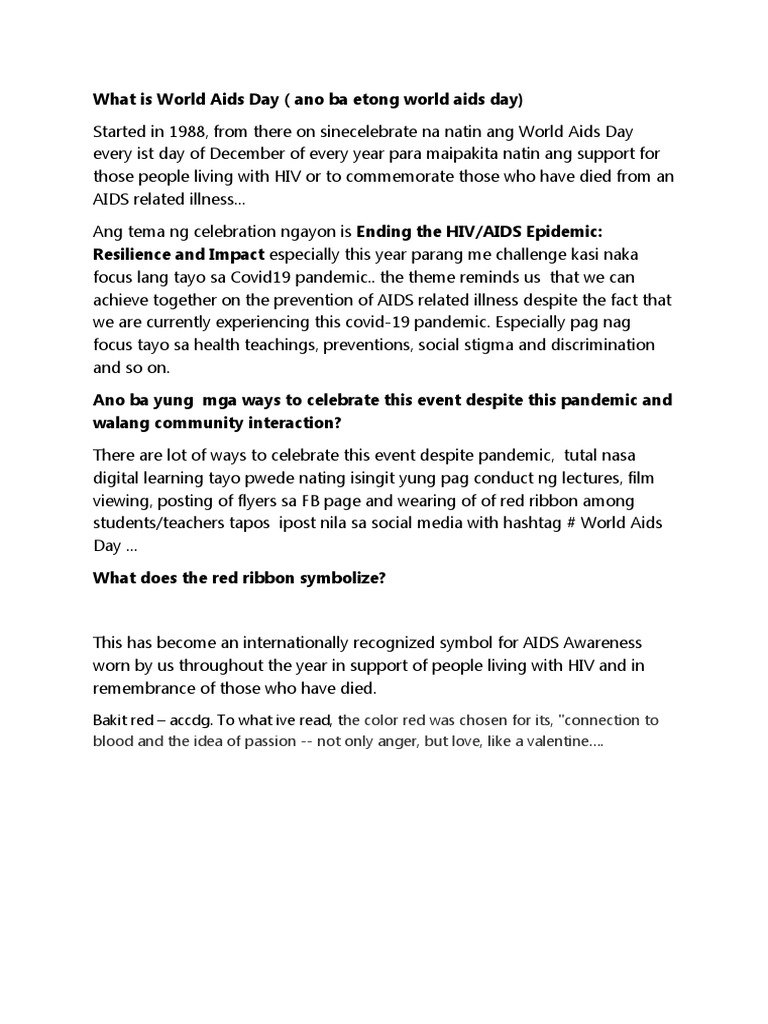 Understanding World AIDS Day 2023 | PDF | Self-Improvement