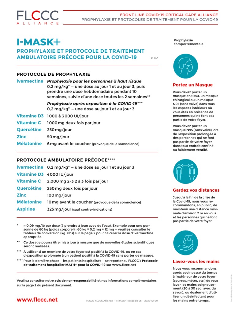 FLCCC I MASK Protocol v6 2020 12 09 FRANCAIS | PDF | Sciences de la ...