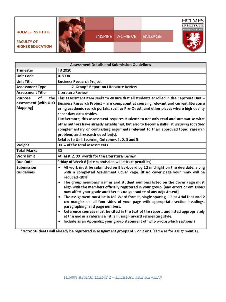 Assignment 2 - Group Report On Literature Review 2020 | PDF | Question ...