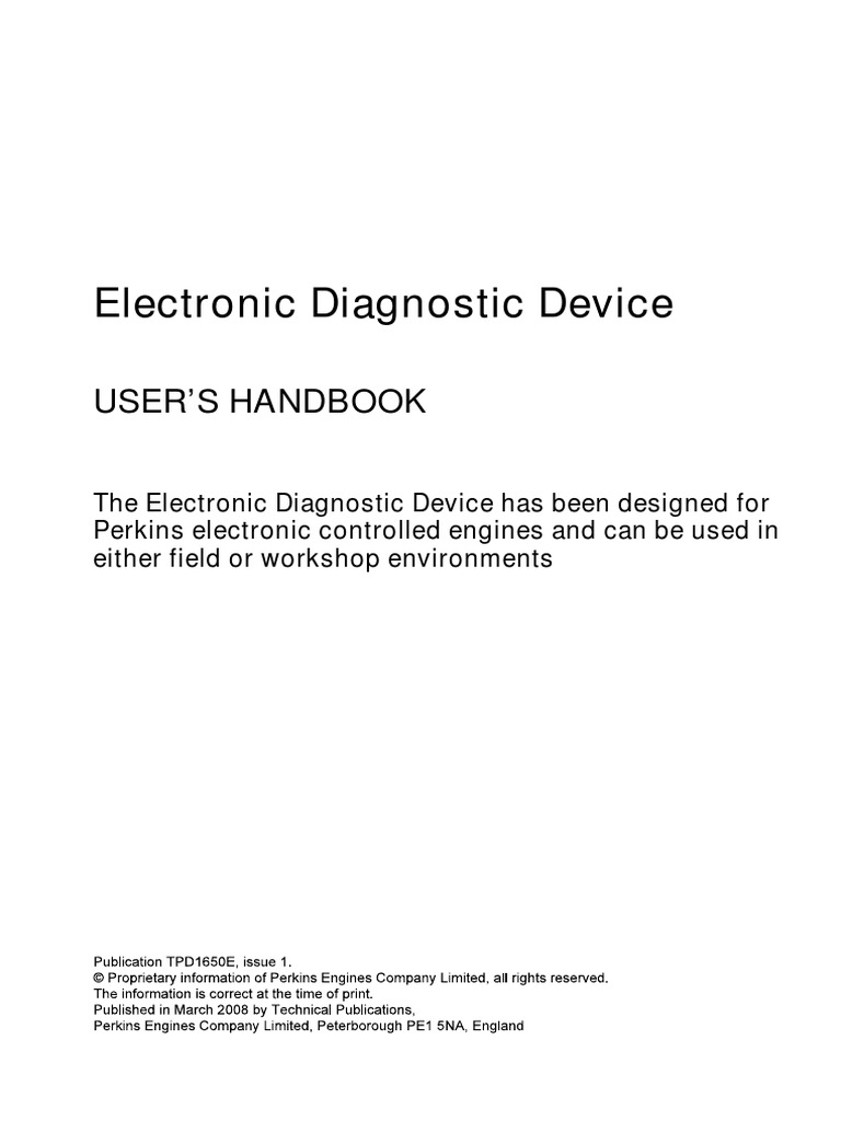 Electronic Diagnostic Device PERKINS Set 1 | PDF