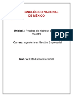 Unidad 3 PRUEBAS DE HIPÓTESIS CON UNA MUESTRA