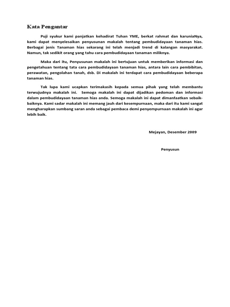 Contoh Kata Pengantar