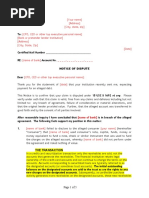 B - Letter 1 - 1st Dispute Letter to Pretend Lender