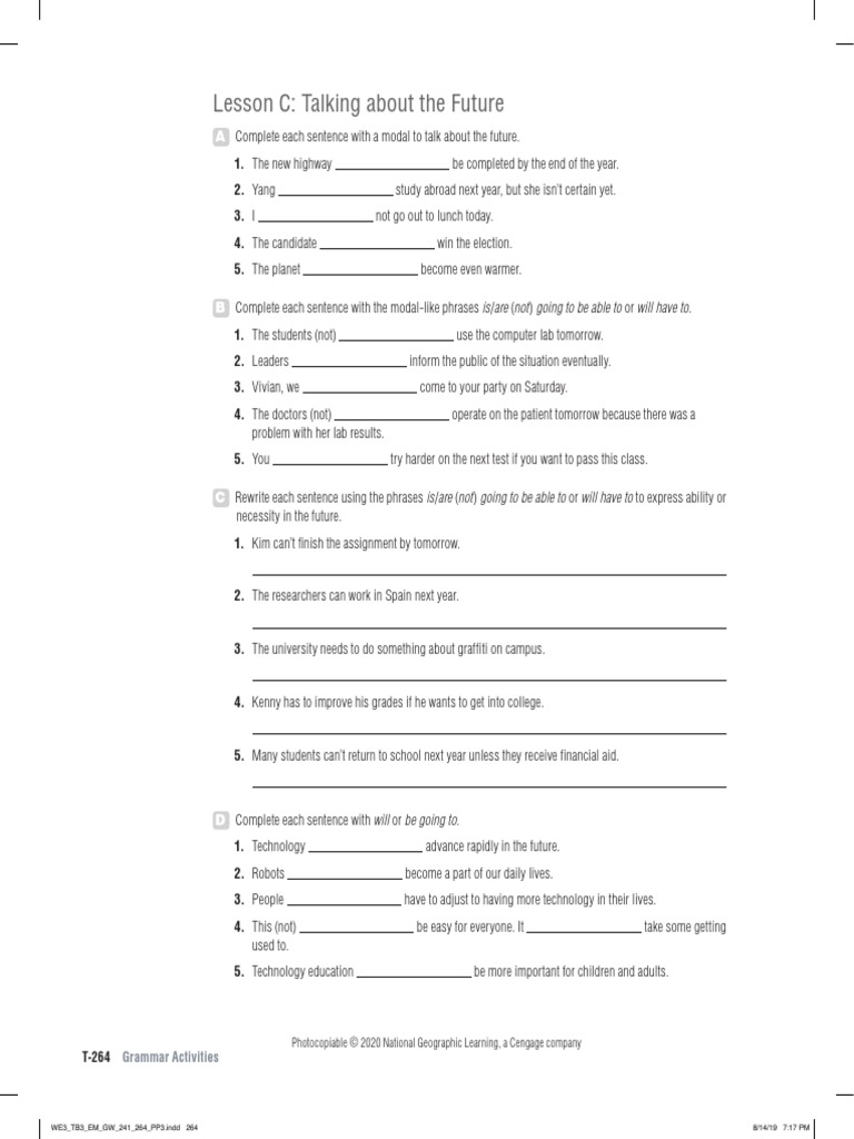 World English 3e Level 3 Grammar Activities Unit 12 Lesson C | PDF ...