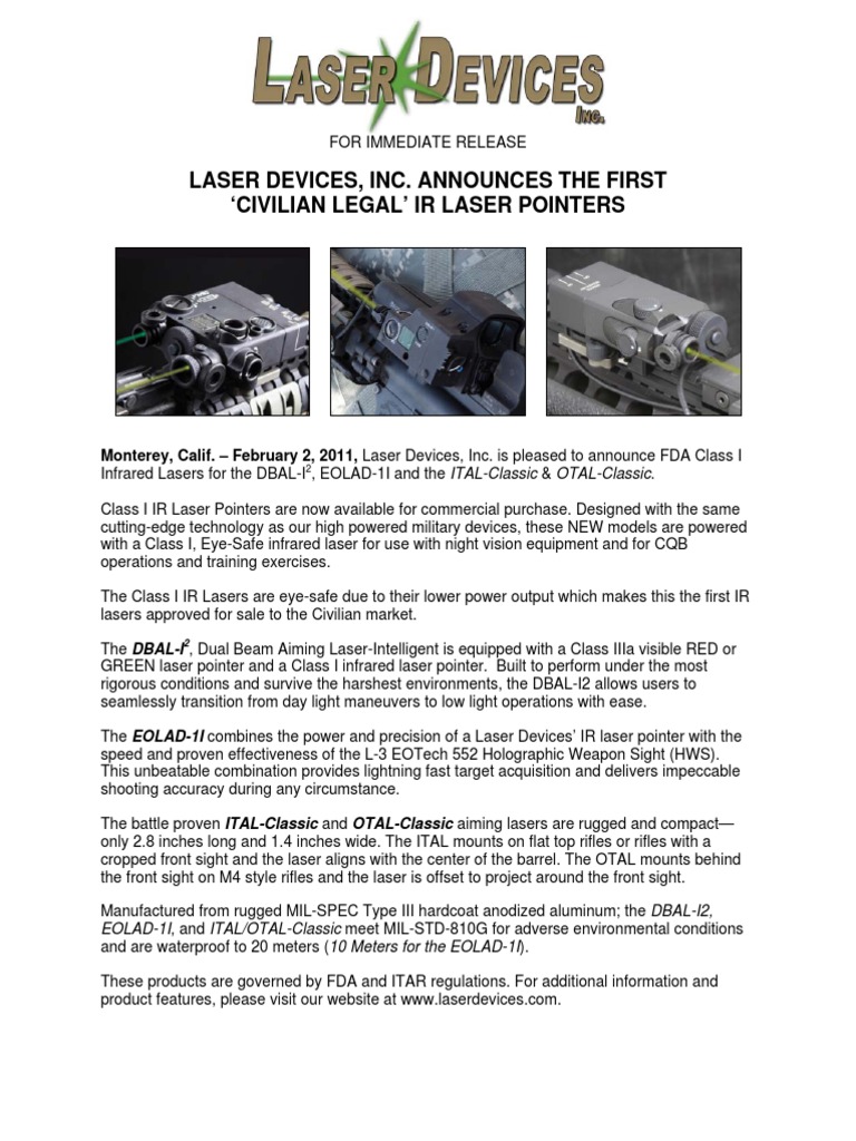 Laser Devices Inc PDF Infrared Laser