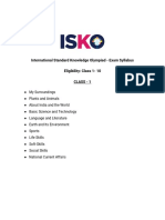 International Standard Knowledge Olympiad exam syllabus classes 1-10