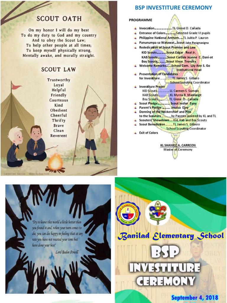 BSP Investiture Ceremony Program | PDF | Scouting | Youth