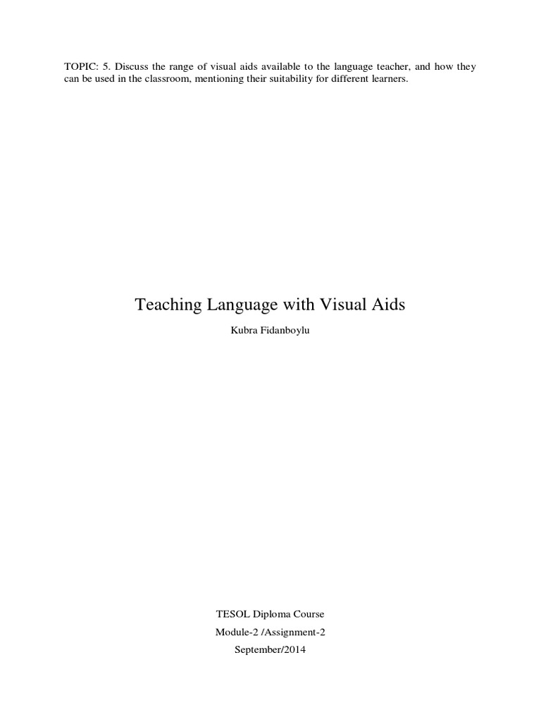 Teaching Language With Visual Aids Pdf Teachers English As A