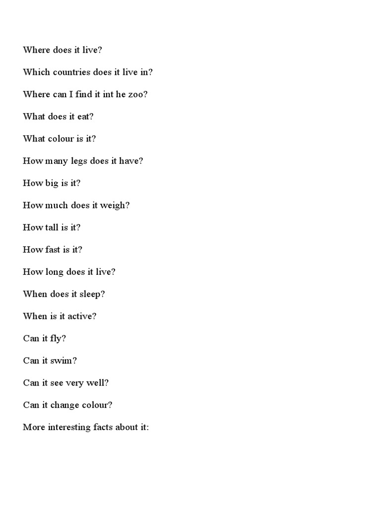 Animal Fact Sheet | PDF