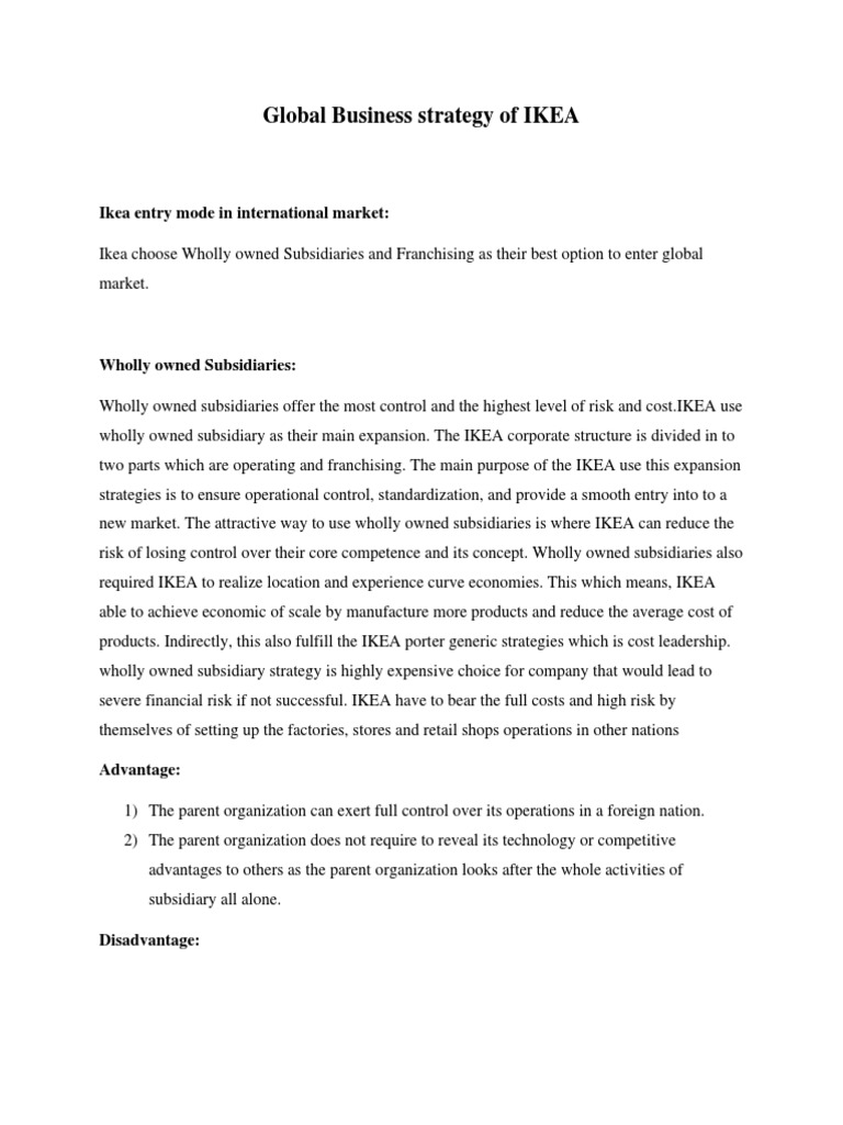 Global Business Strategy of IKEA | PDF | Franchising | Market (Economics)