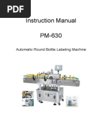 Instruction Manual PM-630: Automatic Round Bottle Labeling Machine