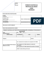 Ficha Matricula de Proyecto de Grado Pregrado