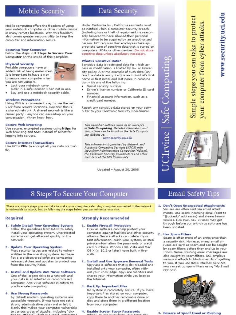 Safe Computing Brochure08 | PDF | Spyware | Computer Security