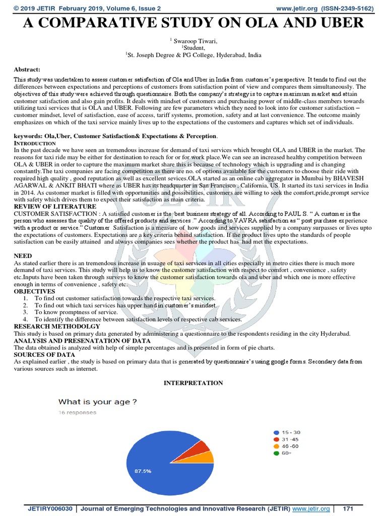 A Comparative Study On Ola and Uber: Abstract | PDF | Customer ...