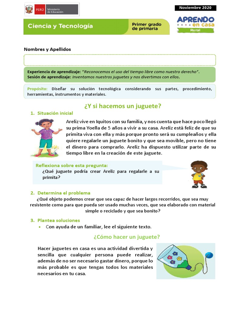 Ficha 2 Sesion 2 Exp 1 Ciencia y Tecnologia Primer Grado Nov 2020 | PDF ...