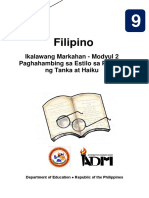 Filipino: Ikalawang Markahan - Modyul 2 Paghahambing Sa Estilo Sa Pagbuo NG Tanka at Haiku