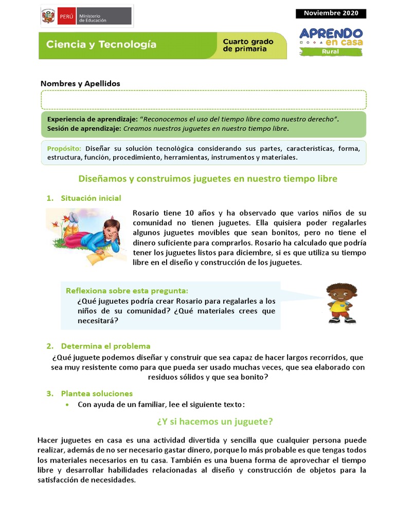 Ficha 2 Sesion 2 Exp 1 Ciencia y Tecnologia Cuarto Grado Nov 2020 | PDF ...