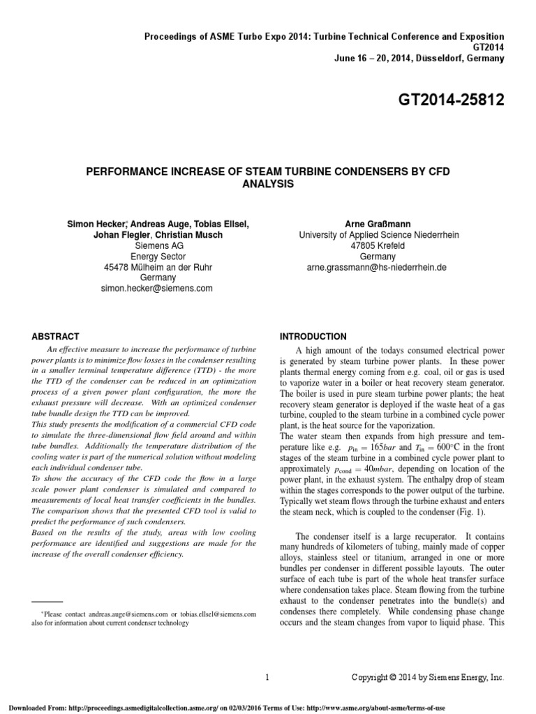 Performance Increase of Steam Turbine Condensers by CFD Analysis | PDF ...