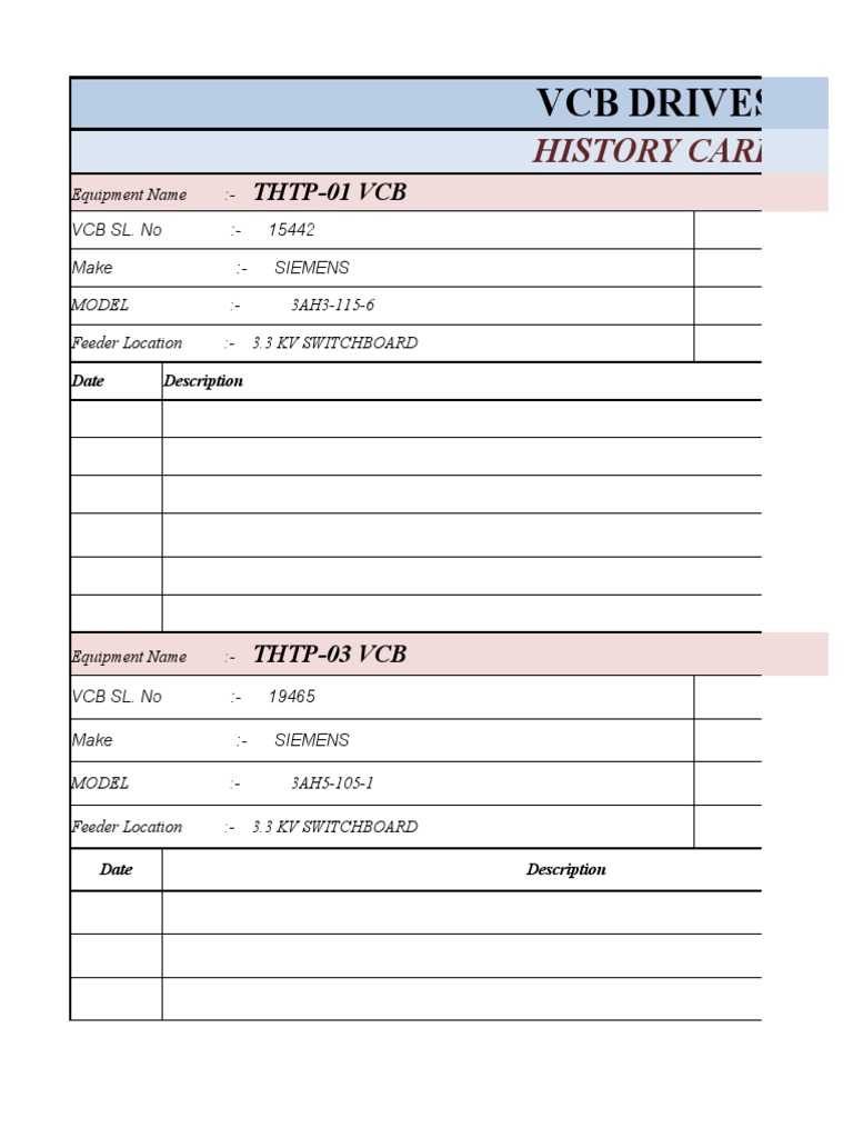 VCB Drives: History Card | PDF