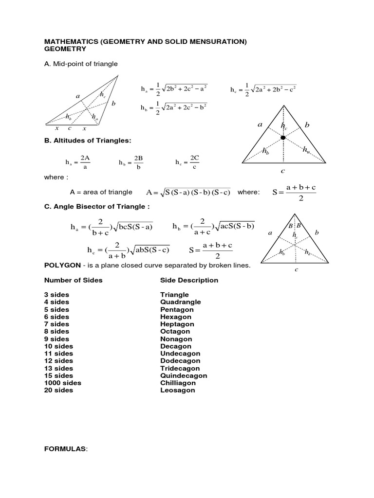 Day 2 Plane and Solid Geometry | PDF | Area | Triangle