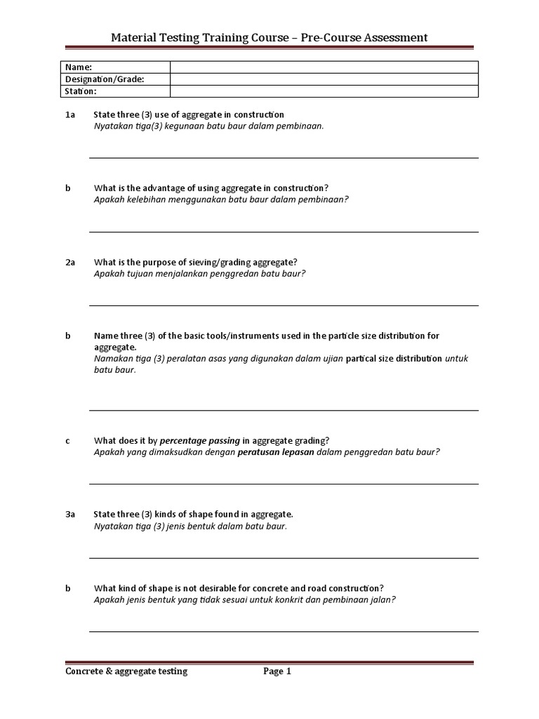 Pre assessmentHRD | PDF