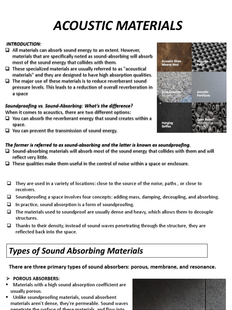 Acoustic Materials PDF Sound Continuum Mechanics
