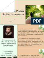 The Human Person in The Environment: Represented by Group 3