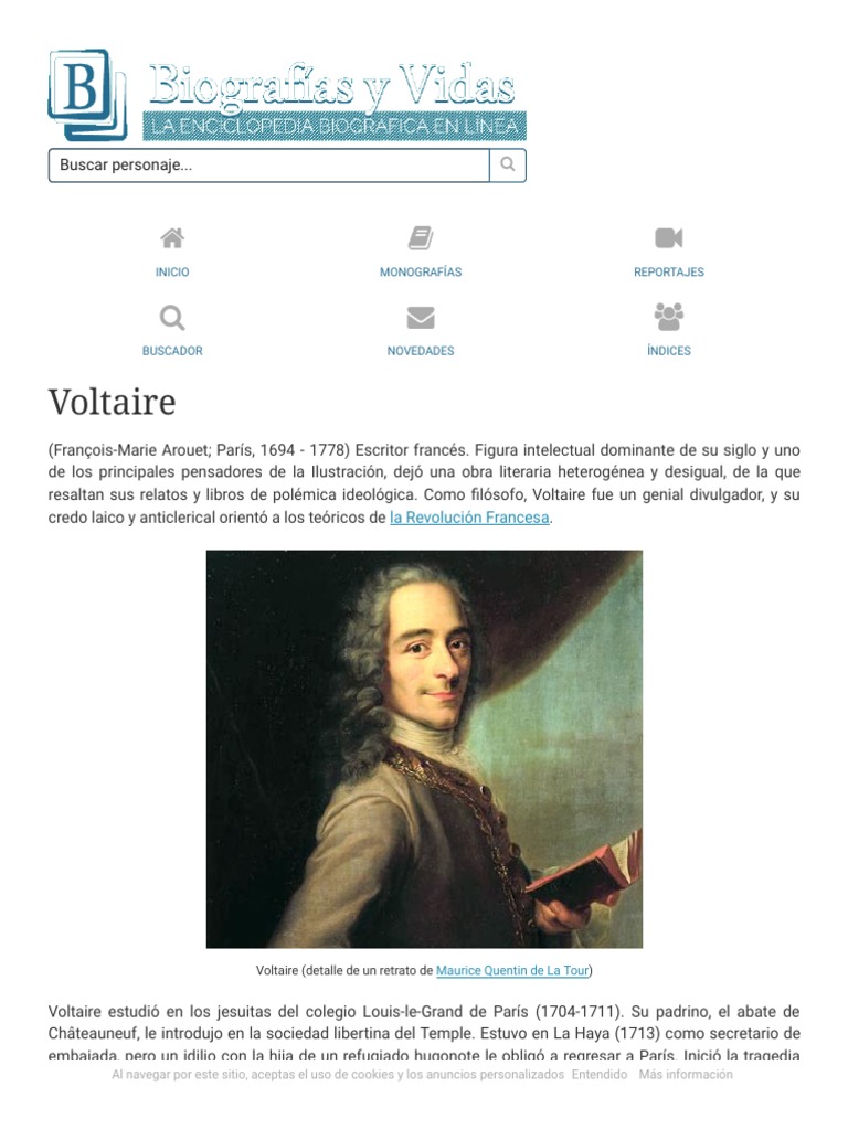 Biografia de Voltaire PDF Voltaire Religión y creencia