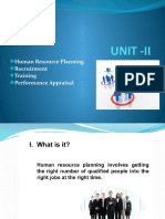 Unit - Ii: Human Resource Planning Recruitment Training Performance Appraisal