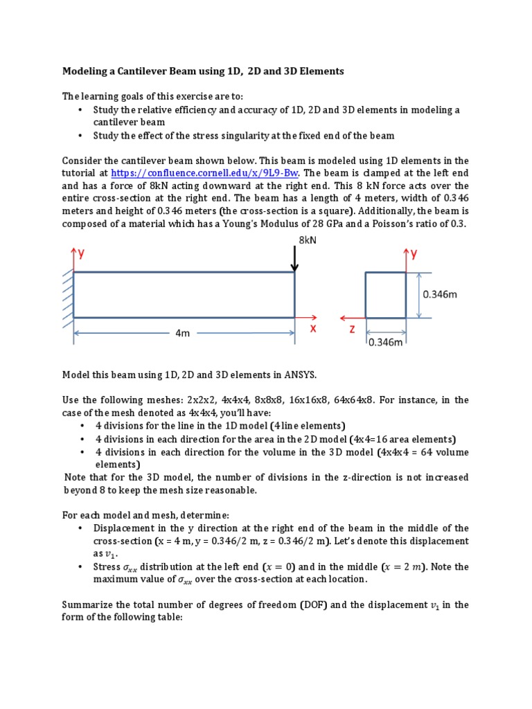 Cantilever Beam Modeling with DOF Analysis | PDF | Beam (Structure ...