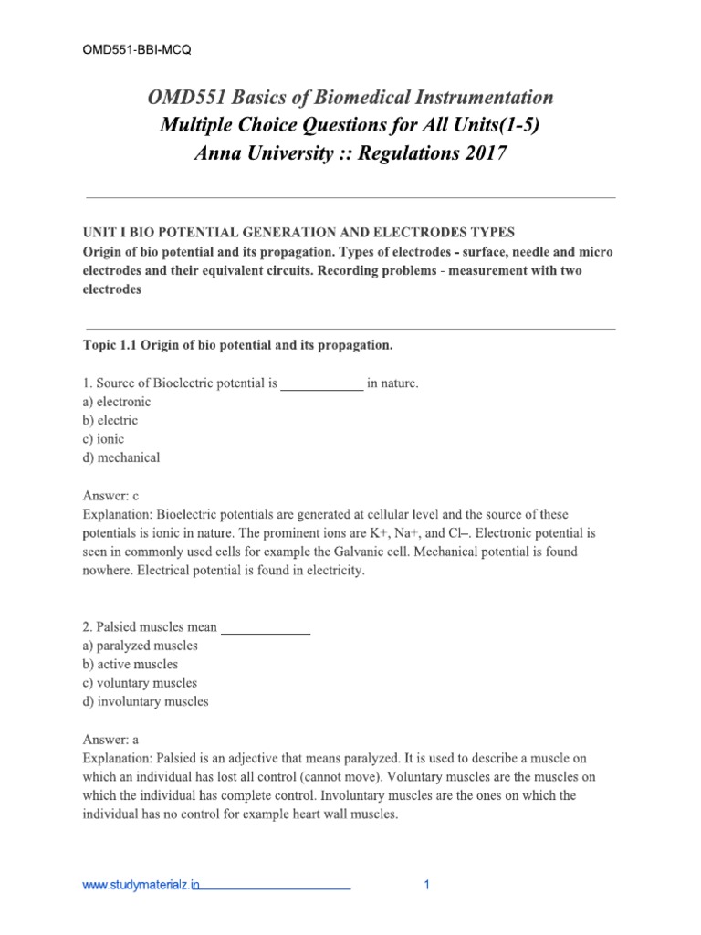 Biomedical MCQ | PDF