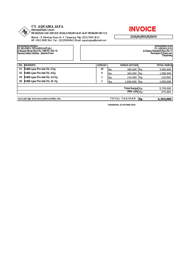 Invoice Aquama Jaya | PDF