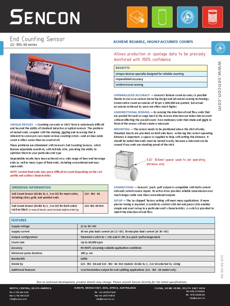 Sencon End Counting Sensor Overview | PDF | Sensor | Accuracy And Precision