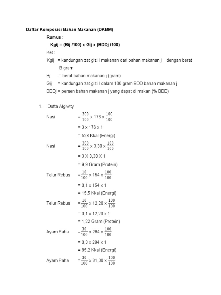 Perhitungan Bahan Makanan dan Gizi | PDF | Asian Cuisine | Regional ...