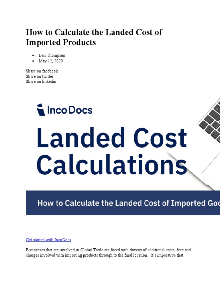 How To Calculate The Landed Cost of Imported Products PDF Cargo Cost