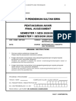 Universiti Pendidikan Sultan Idris Pentaksiran Akhir SEMESTER 1 SESI 2020/2021