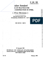 Indian Standard: Code of Practice For General Construction, in Steel