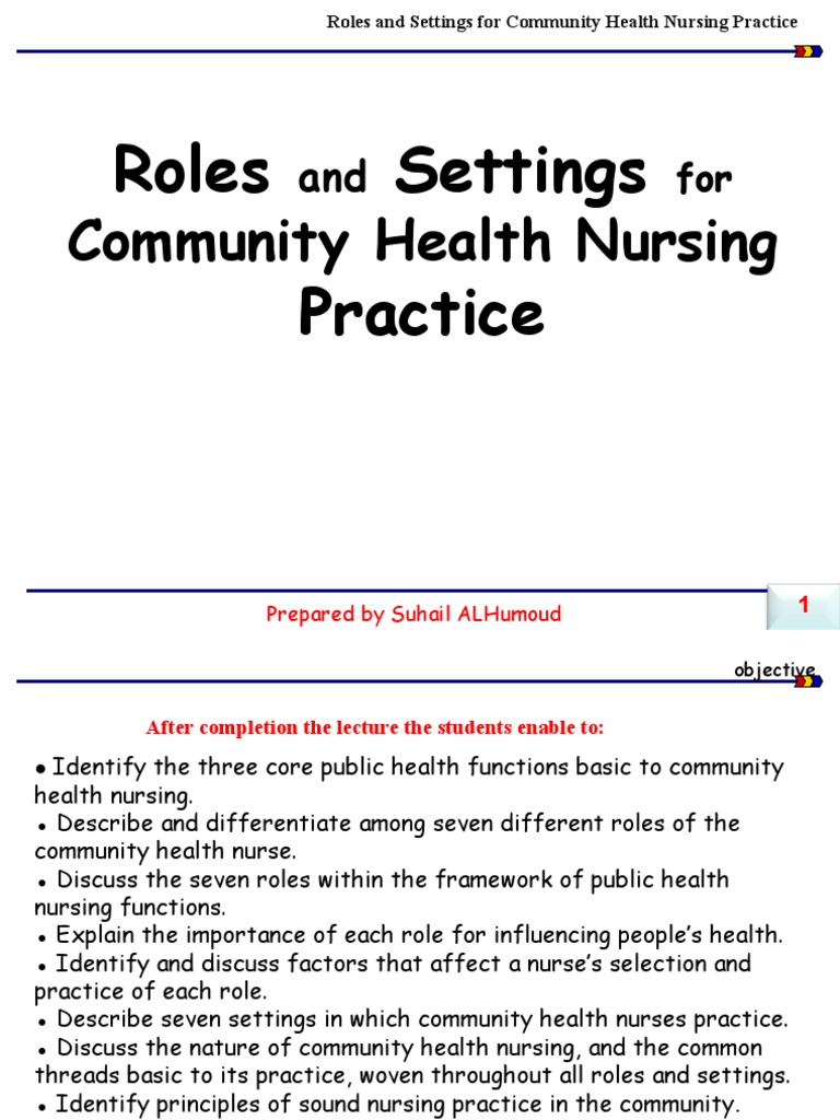 Community Health Nursing Roles Explained | PDF | Nursing | Clinical ...