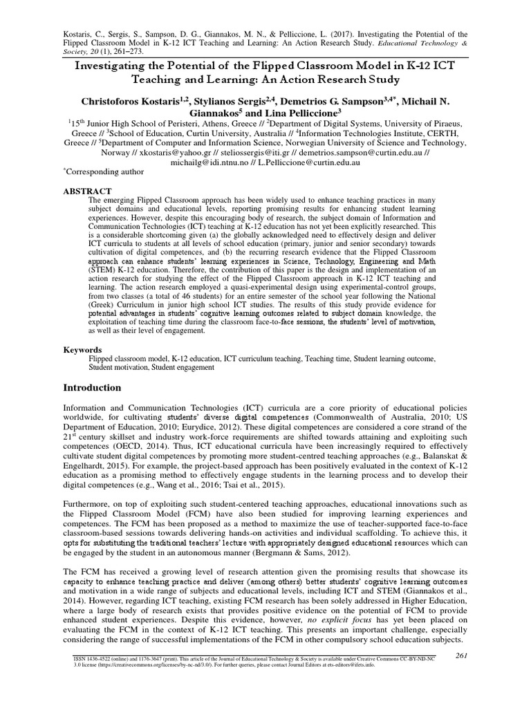 Potential of The Flipped Classroom Model in K-12 ICT | PDF ...