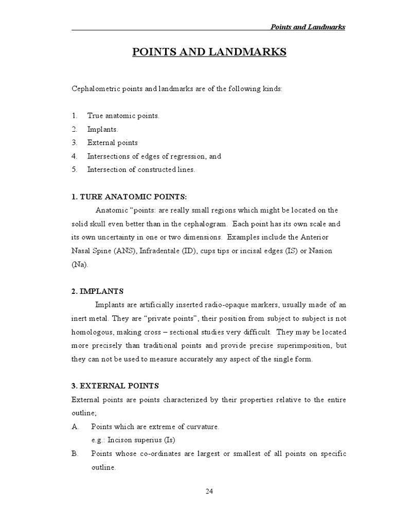 Points and Landmarks - Classification | PDF | Skull | Anatomical Terms ...