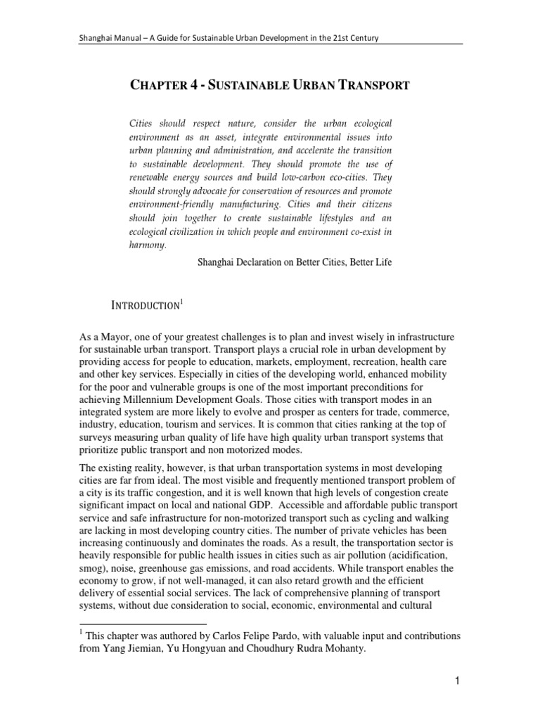 Chapter 4 - Sustainable Urban Transport | PDF | Climate Change ...