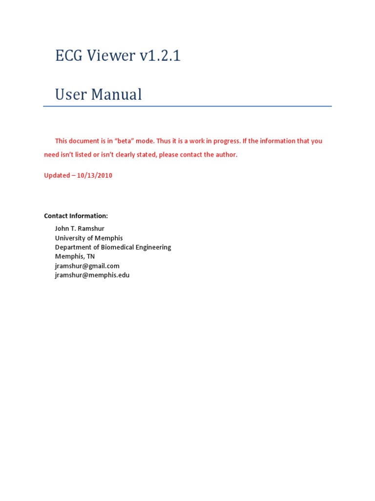 ECG Viewer v1.2.1 User Manual | PDF | Computers